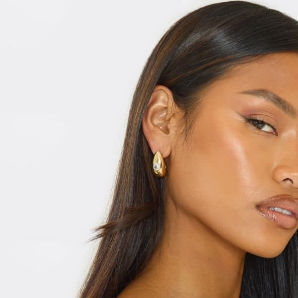 EGO EGO Gem Detail Hoop Earrings in Gold