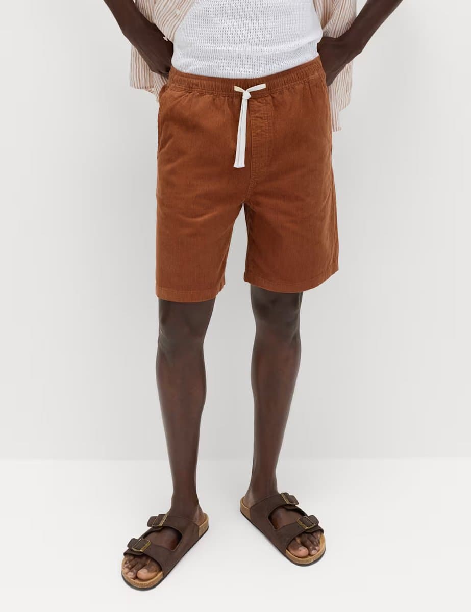 Marks & Spencer M&S Casual Corduroy Shorts in Rust