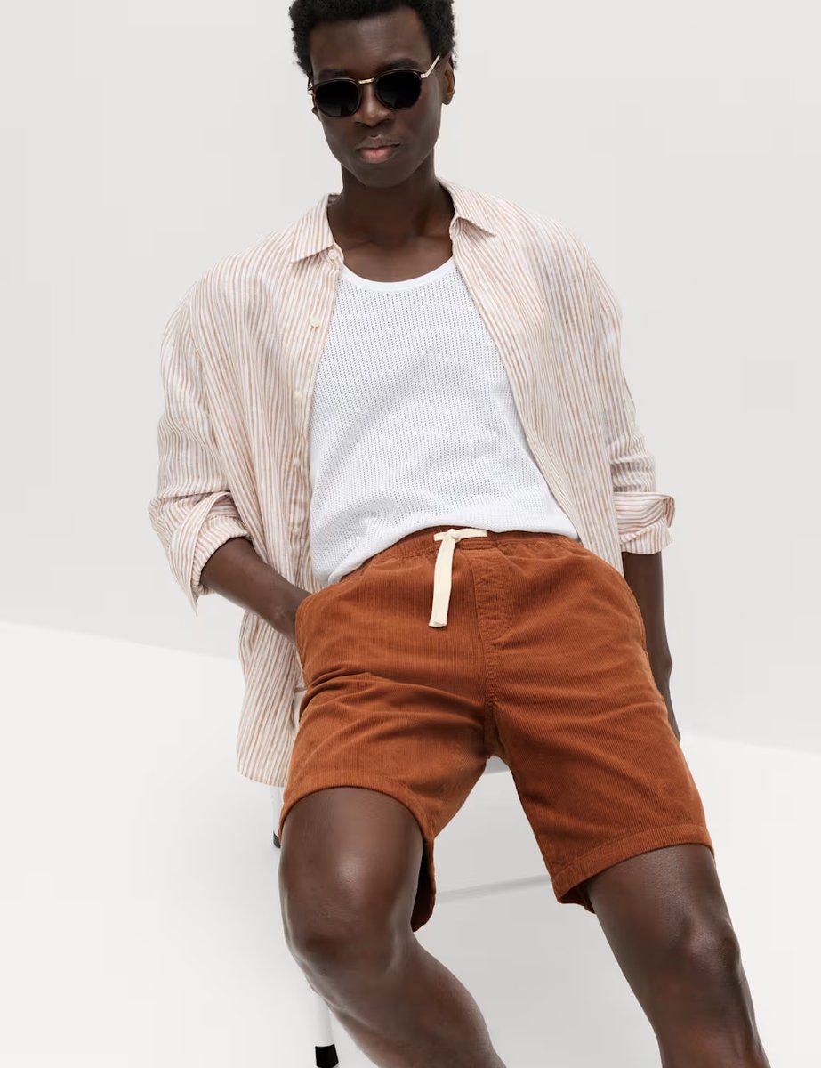Marks & Spencer M&S Pure Cotton Corduroy Shorts Rust - 4