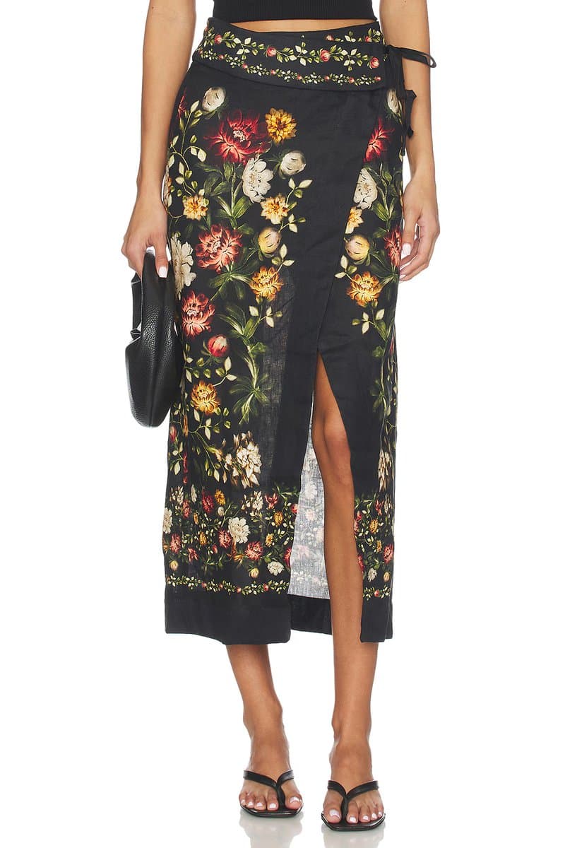 revolve Revolve Floral Print Midi Skirt in Multicolor