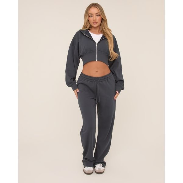 EGO Drawstring Waist Straight Leg Joggers In Midnight Blue, Women's Size UK 12 - 2