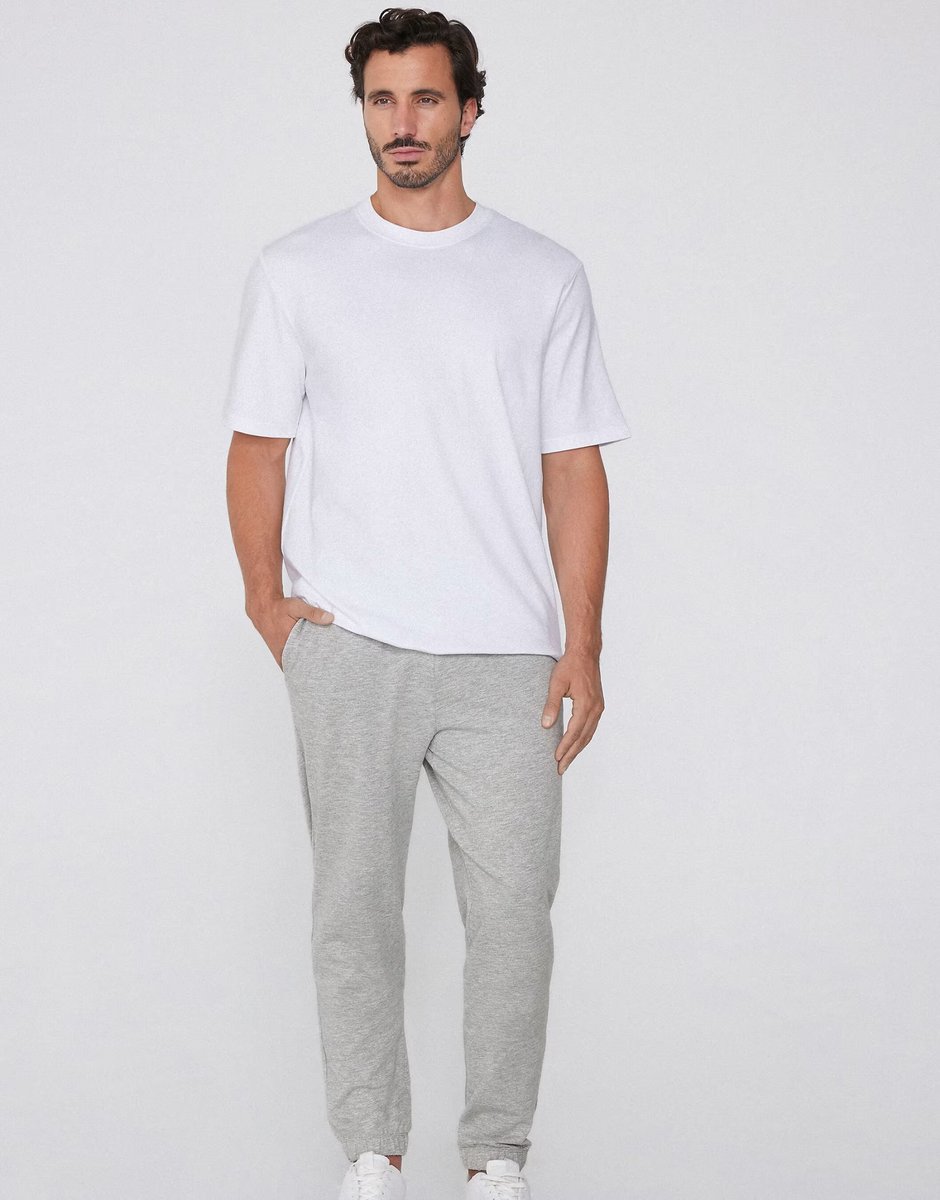 ASOS Tezenis Fleece trousers with pockets in mottled light grey - 1