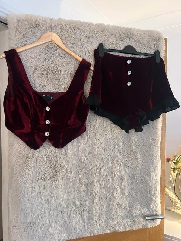 ASOS Asos luxe Burgundy velvet two piece 🎉