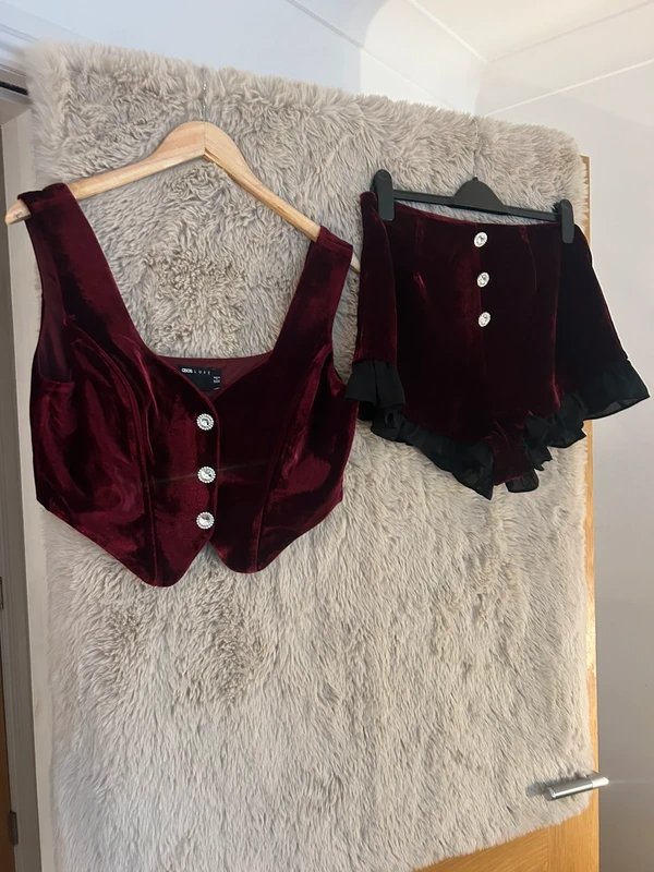 ASOS Asos luxe Burgundy velvet two piece 🎉 - 2