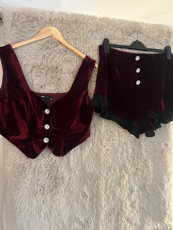 ASOS Asos luxe Burgundy velvet two piece 🎉 - 4