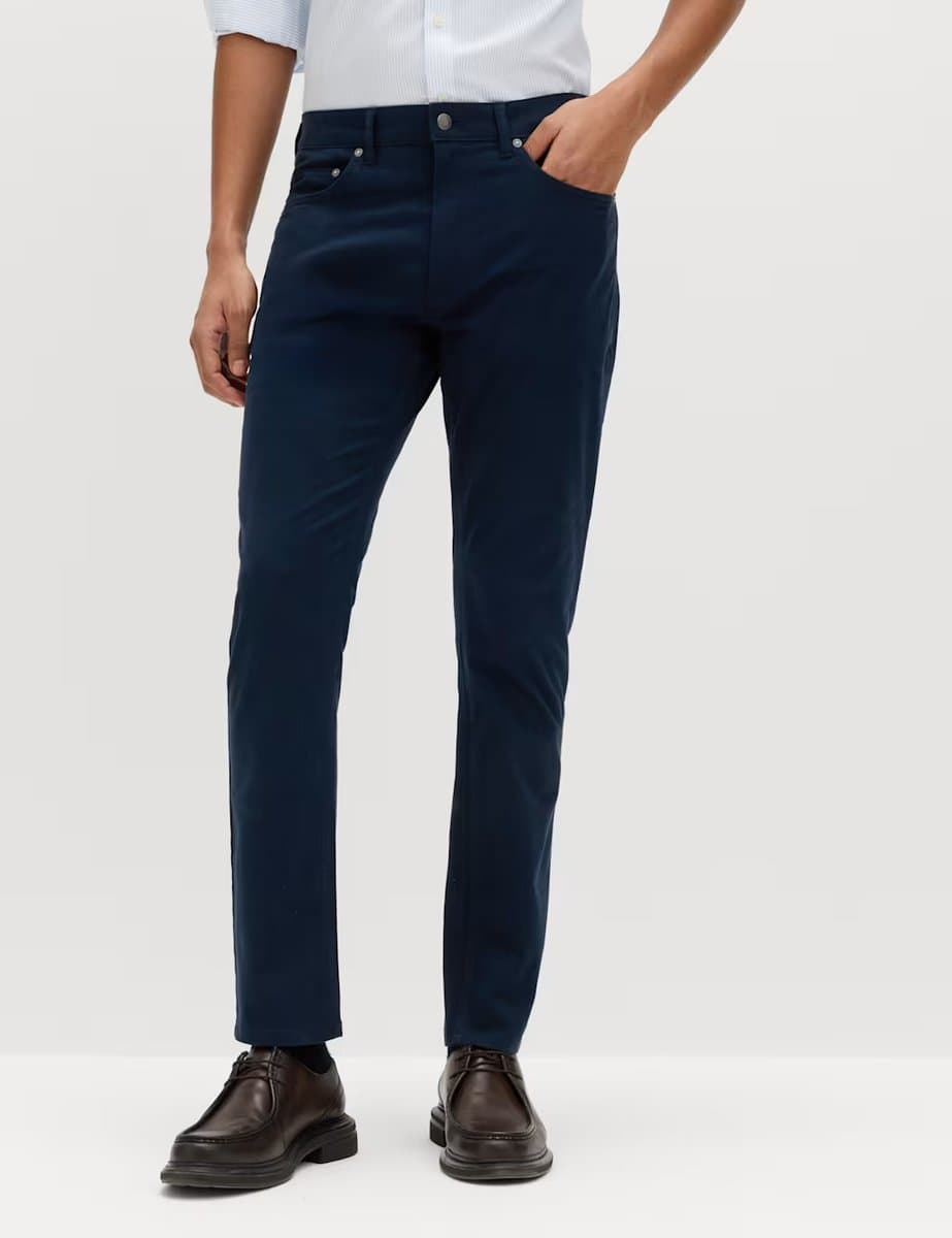 Marks & Spencer M&S Slim Fit 5 Pocket Stretch Trousers Navy