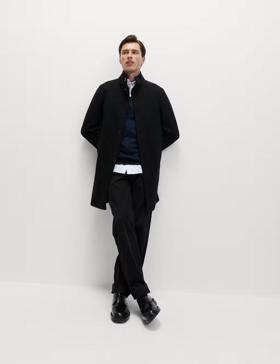 Marks & Spencer M&S Funnel Neck Overcoat Black - 2