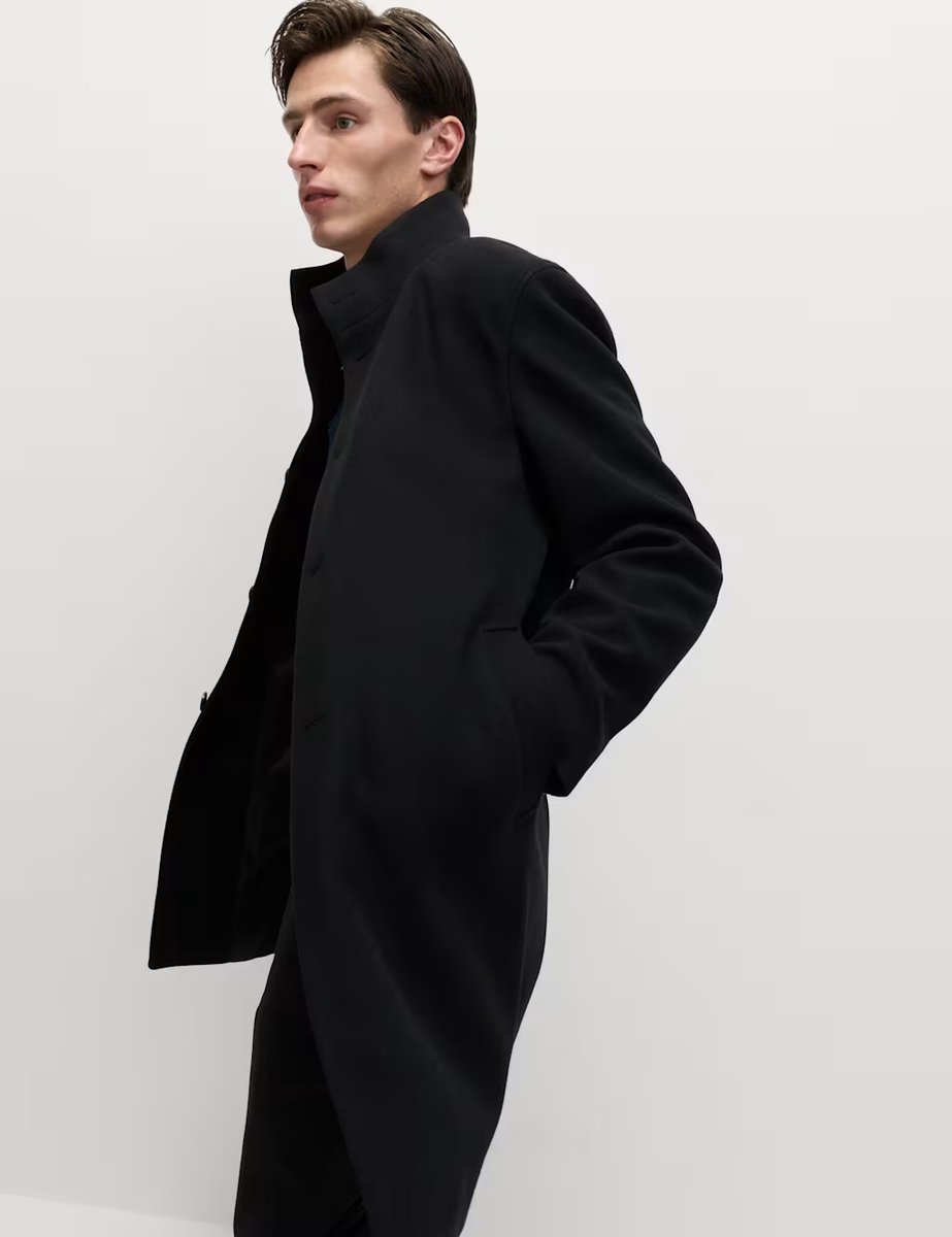 Marks & Spencer M&S Funnel Neck Overcoat Black - 3