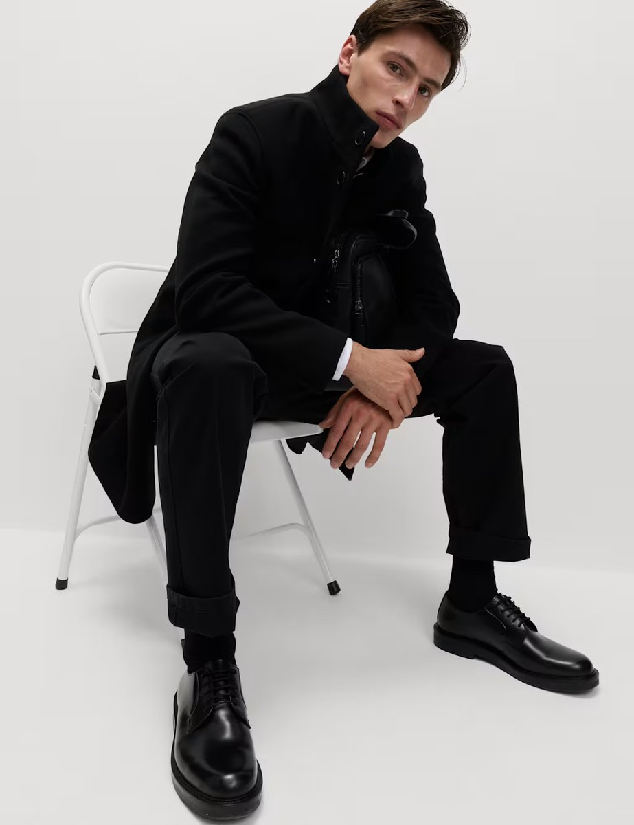 Marks & Spencer M&S Funnel Neck Overcoat Black - 4