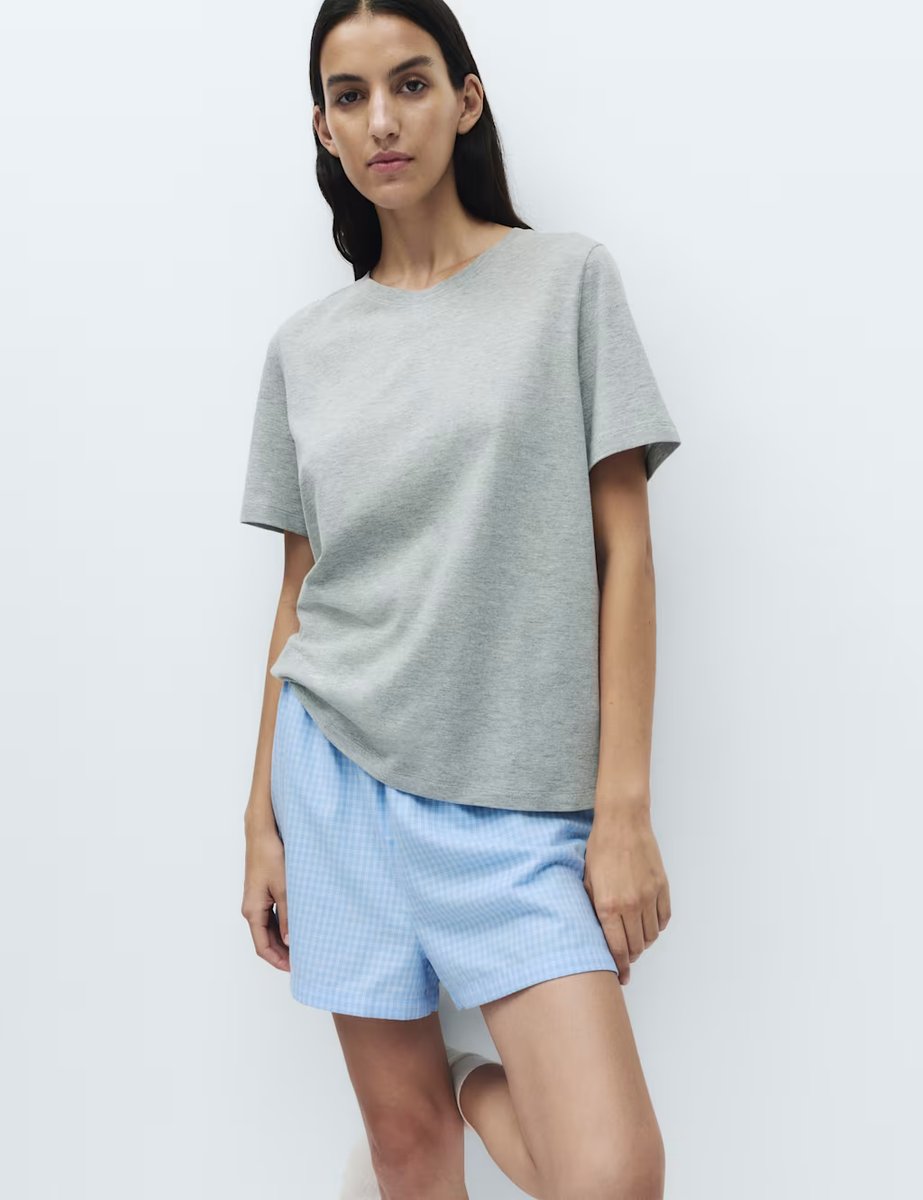 Marks & Spencer M&S 2 Pack Cotton Rich Jersey Woven Shortie Pyjama Sets Grey Mix - 4