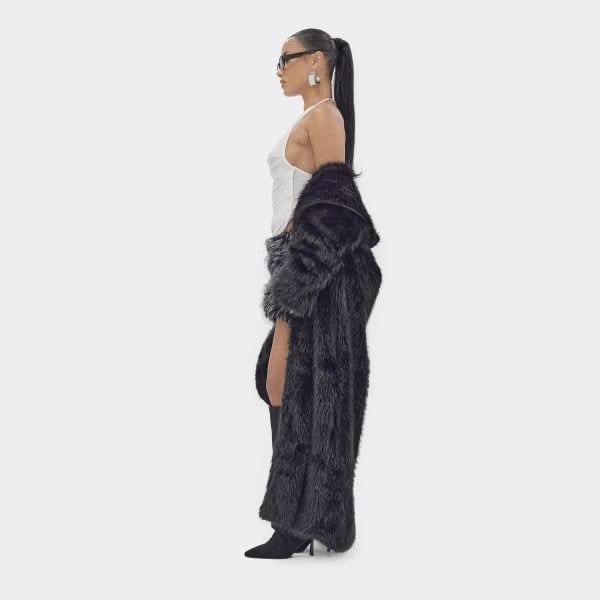 EGO Micro Mini Skirt In Black Faux Fur, Women's Size UK 6 - 2