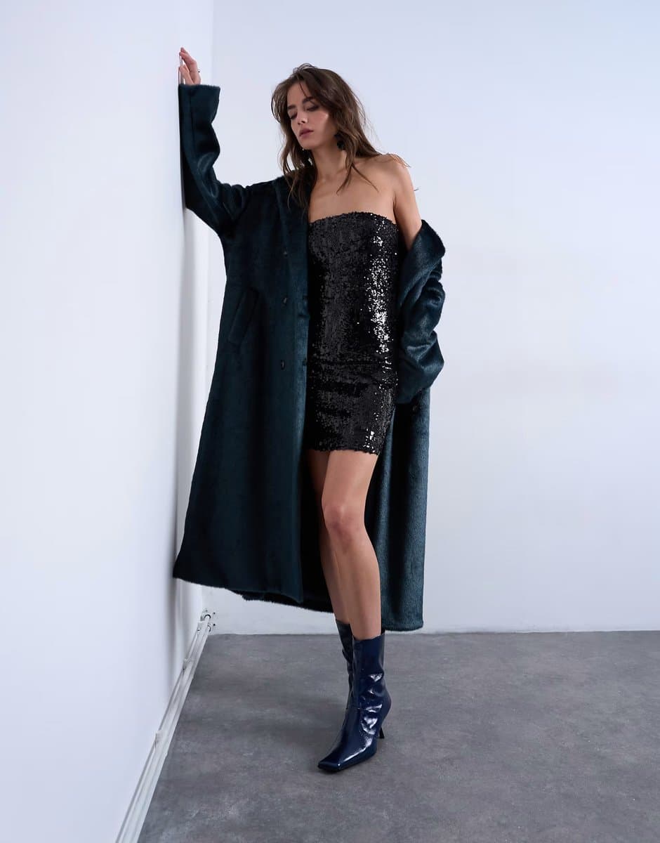 ASOS Topshop sequin bandeau mini dress in black