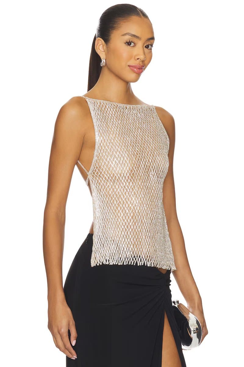 revolve Revolve Alice Top with Silver Sequins in Silver