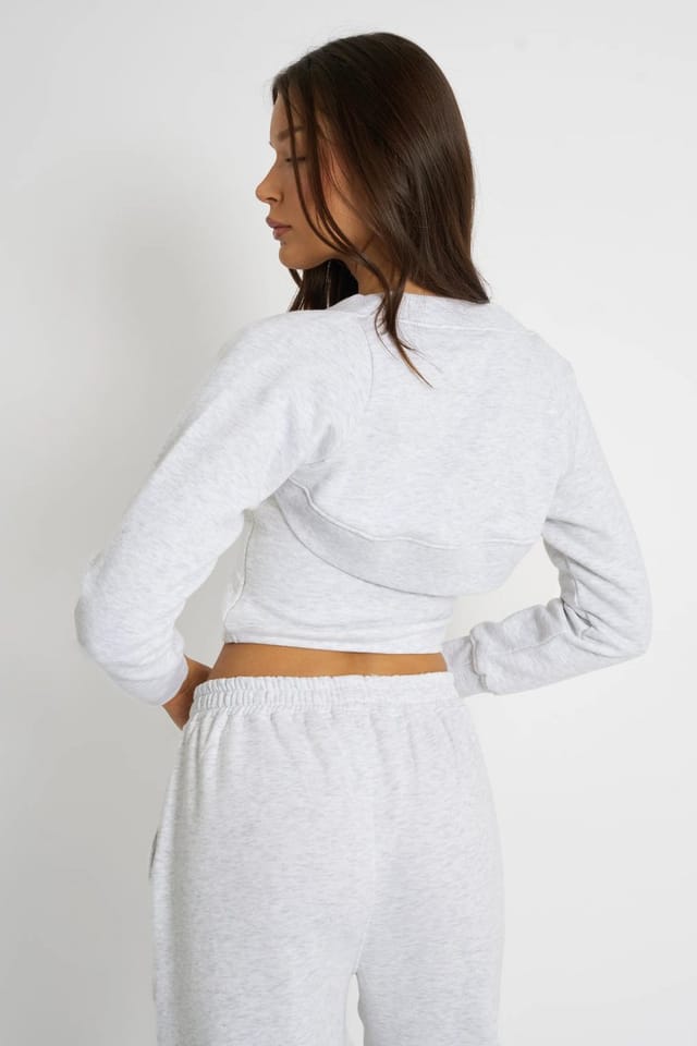 Kaiia Kaiia Bandeau Crop Top & Bolero Light Grey Marl - 3