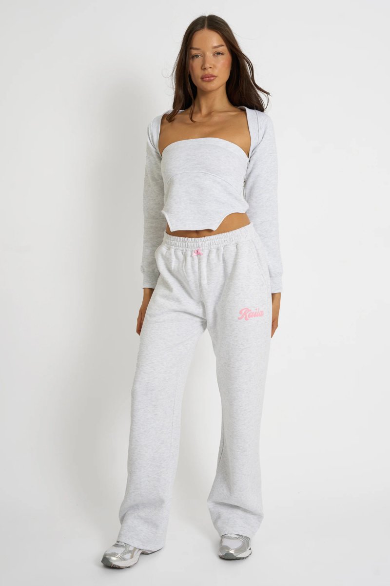 Kaiia Kaiia Bandeau Crop Top & Bolero Light Grey Marl - 4