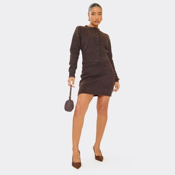 EGO EGO Brown Soft Knit Mini Skirt