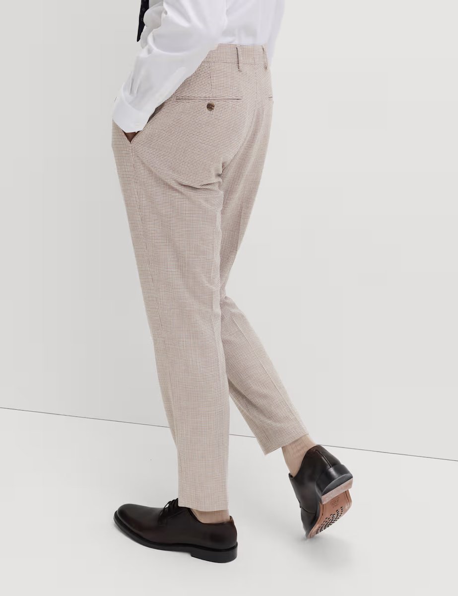 Marks & Spencer M&S Tailored Fit Check Suit Trousers Neutral - 4