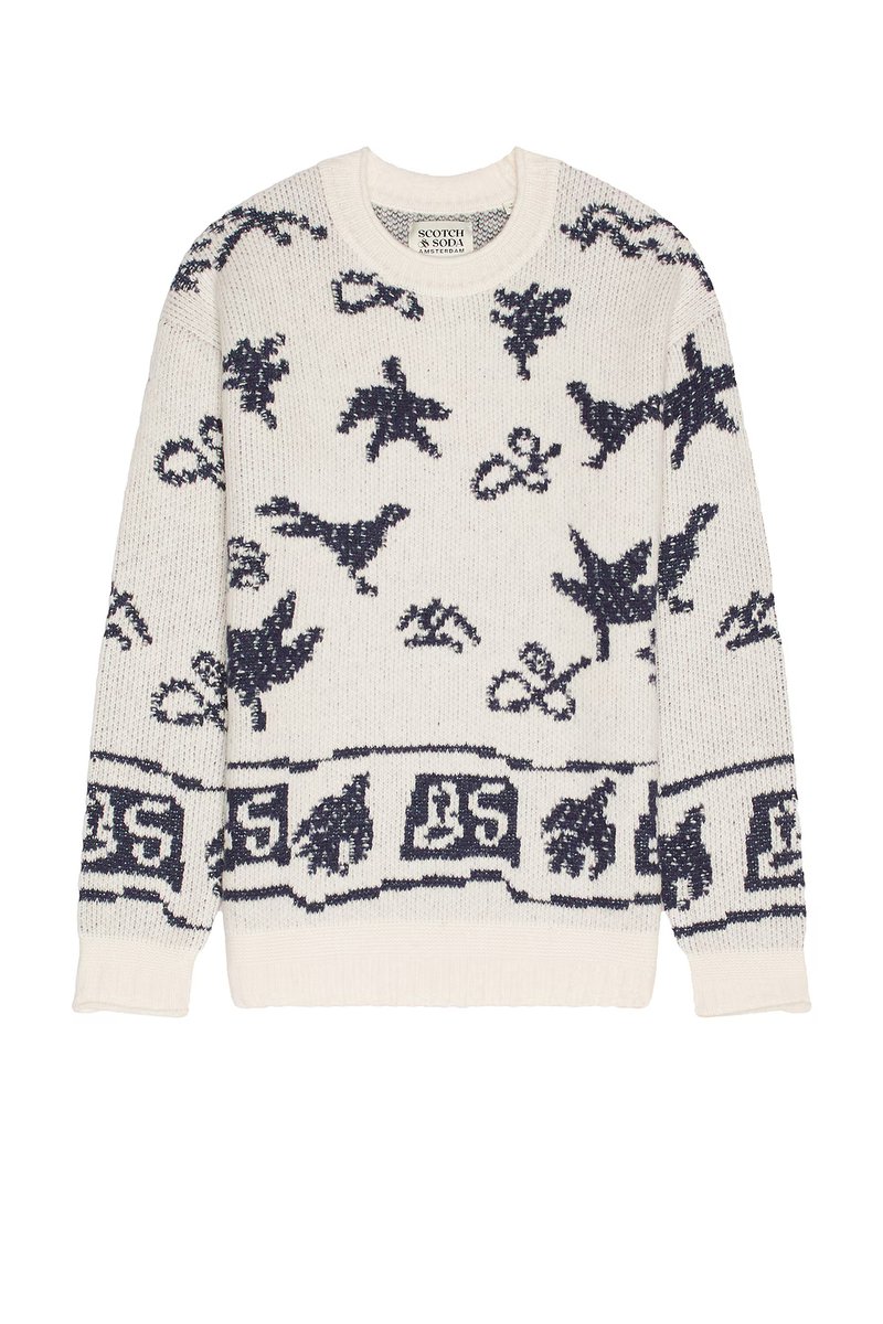 revolve Jacquard Dropped Shoulder Sweater - 4