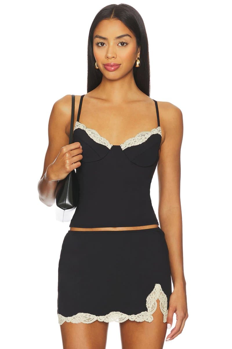 revolve Revolve Lace Rose Underwire Cami in Black & Parchment