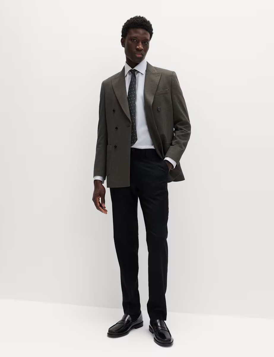 Marks & Spencer M&S Regular Fit Ultimate Non Iron Cotton Striped Shirt Green Mix - 3