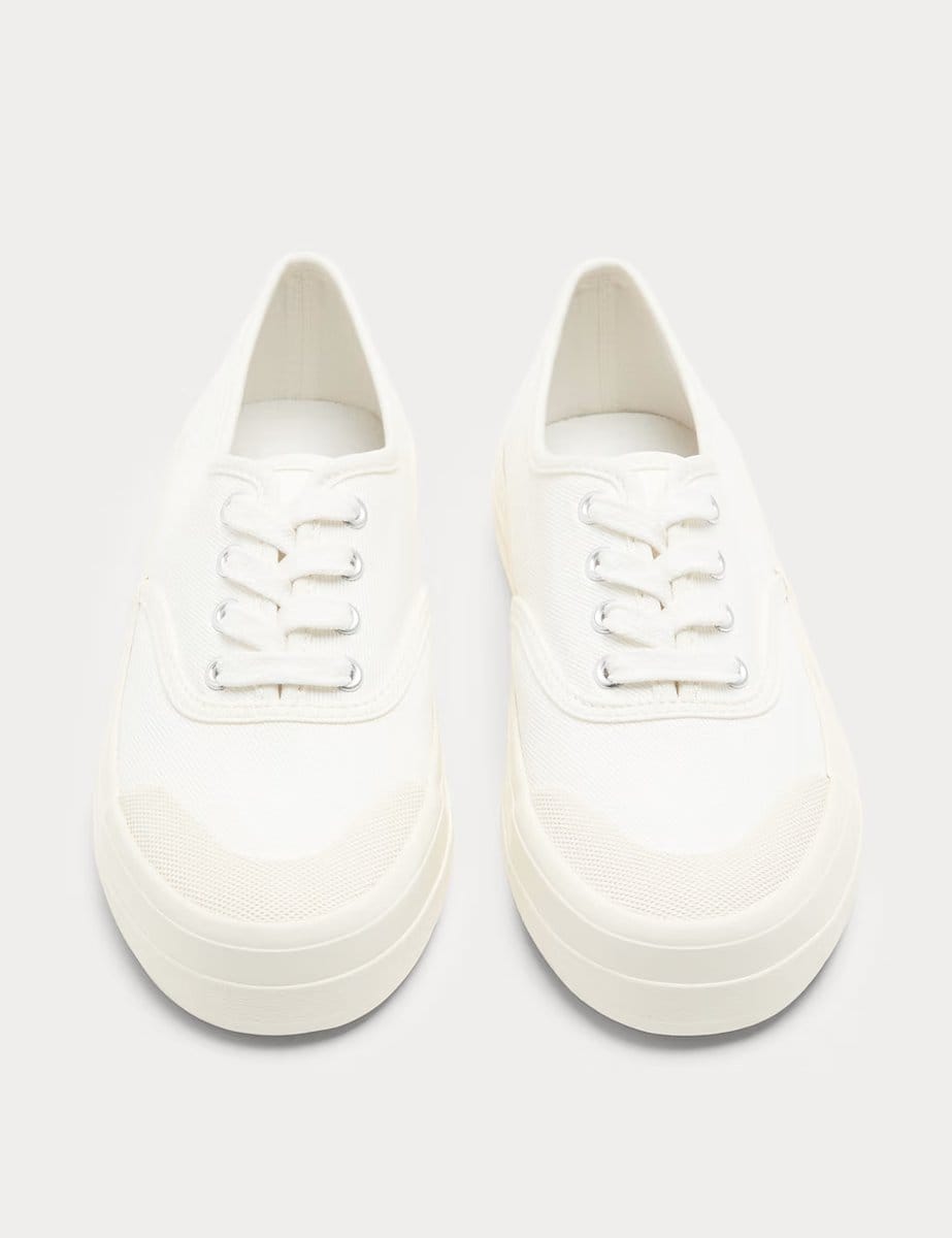 Marks & Spencer M&S Cup Sole Platform Plimsoll Trainers White - 1