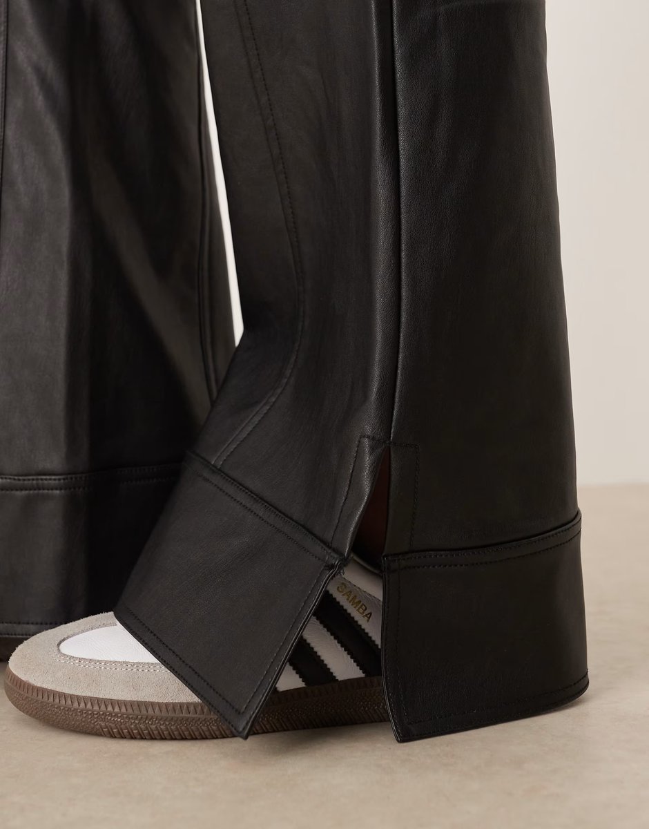 ASOS Free People Glow up vegan leather flared trousers in black - 4