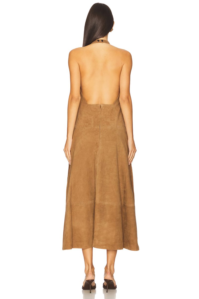 revolve Suede Halter Plunge Dress - 3