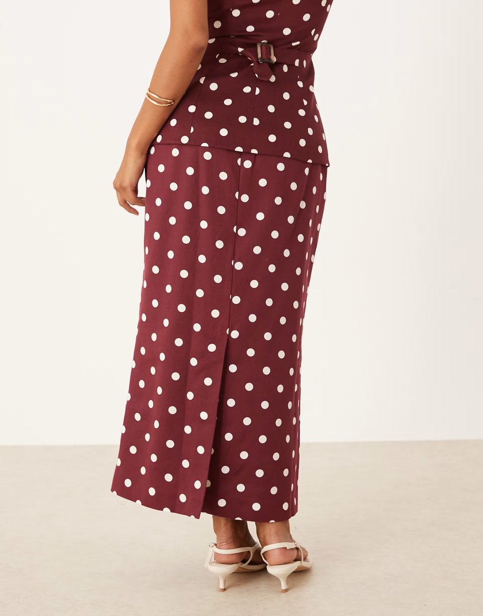 ASOS Nobody's Child Petite Theta midi skirt co-ord in brown spot - 3