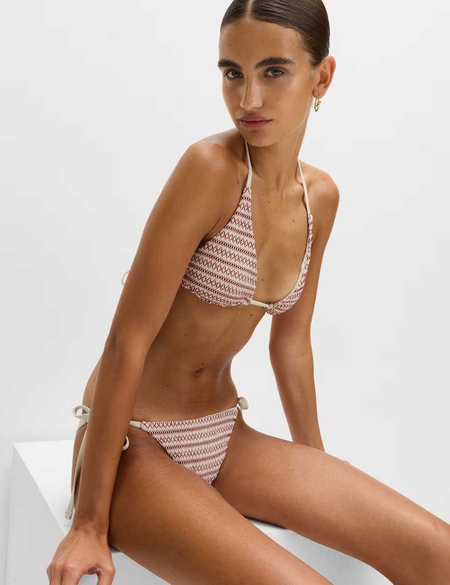 Marks & Spencer M&S Smocked Triangle Bikini Top Raspberry Mix - 3