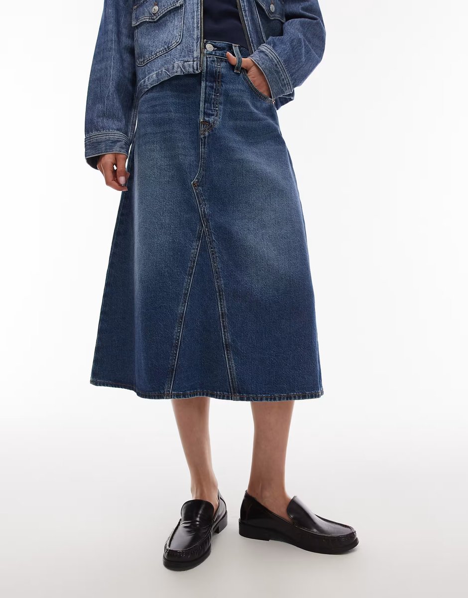 ASOS Levi's Iconic long denim skirt in mid wash - 2
