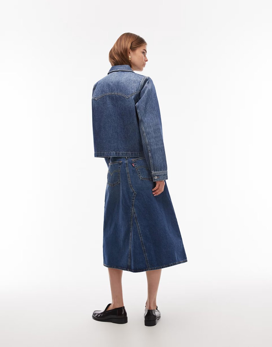 ASOS Levi's Iconic long denim skirt in mid wash - 4