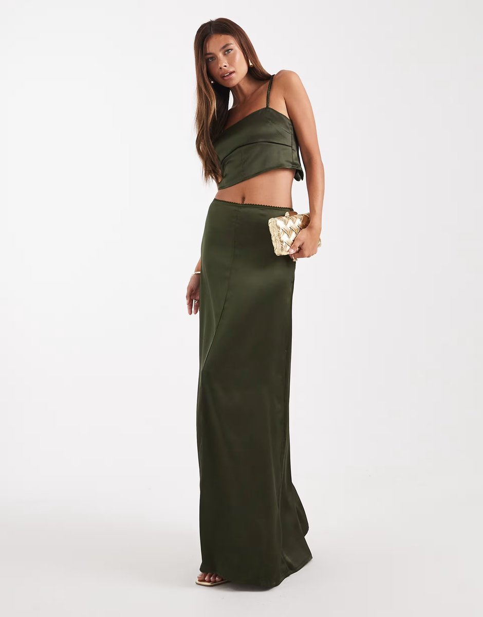 ASOS ASOS DESIGN satin maxi skirt co-ord - 3