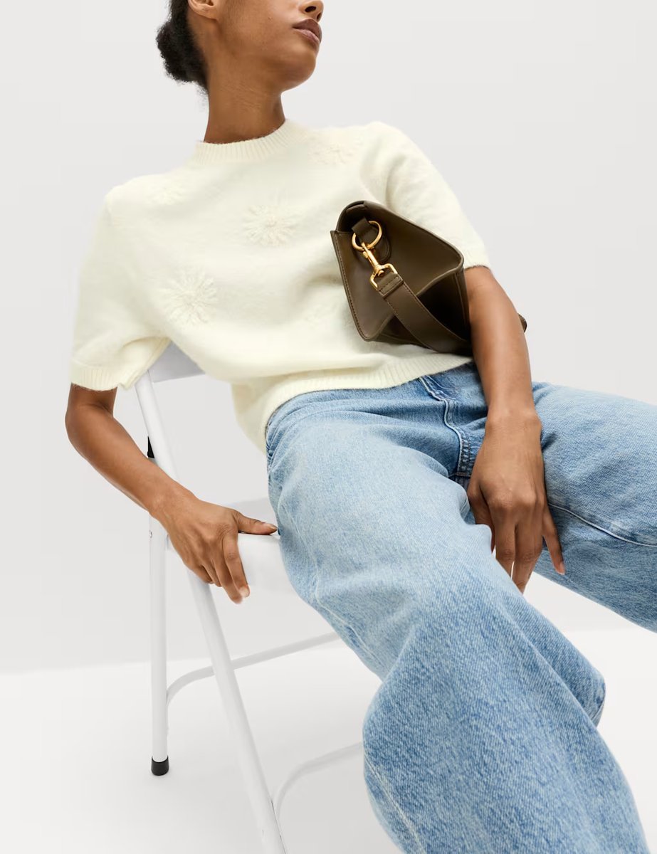 Marks & Spencer M&S Flower Knitted Top With Wool Ecru - 2