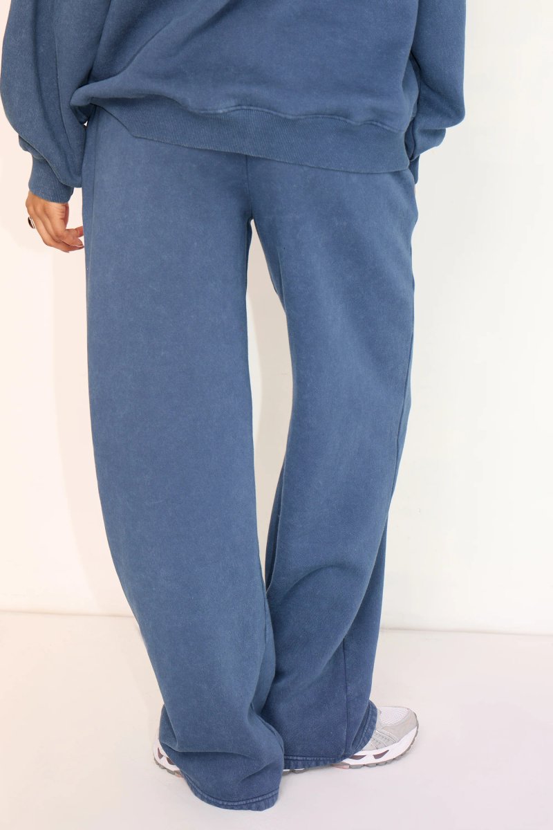 Kaiia Kaiia Wide Leg Joggers Washed Petrol - 4