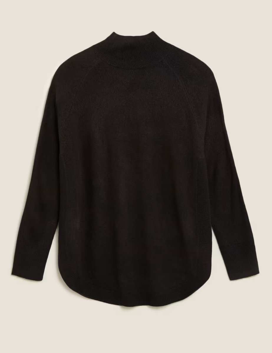 Marks & Spencer M&S Cashmilon™ Curved Hem Relaxed Fit Jumper Black - 2