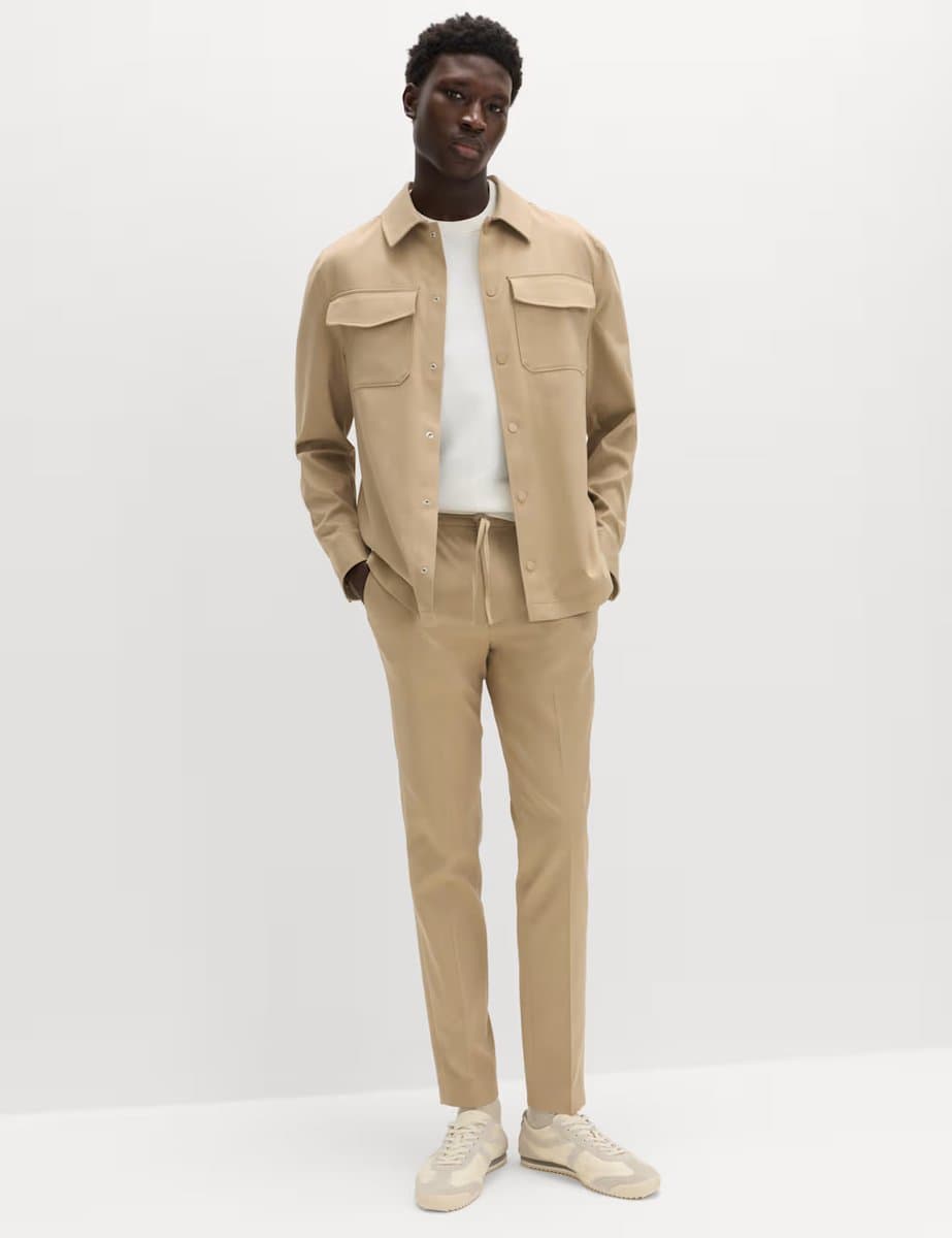 Marks & Spencer M&S Sand Tapered Fit Elasticated Trousers