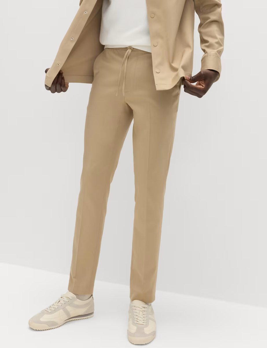 Marks & Spencer M&S Tapered Fit Elasticated Trousers Sand - 2