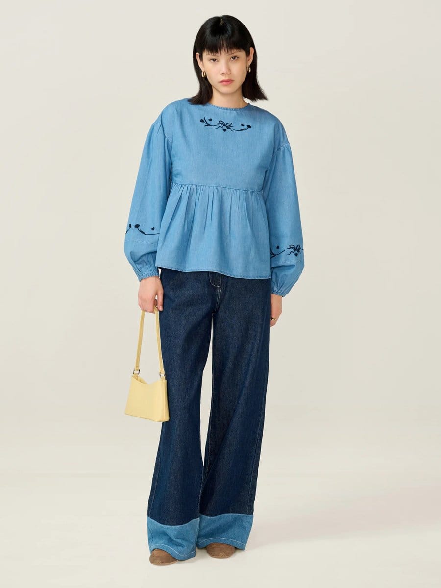 OMNES Elma Blouse in Chambray - 1