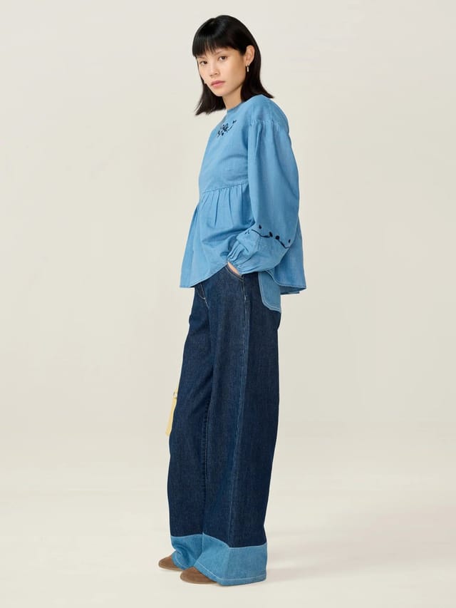 OMNES Elma Blouse in Chambray - 2