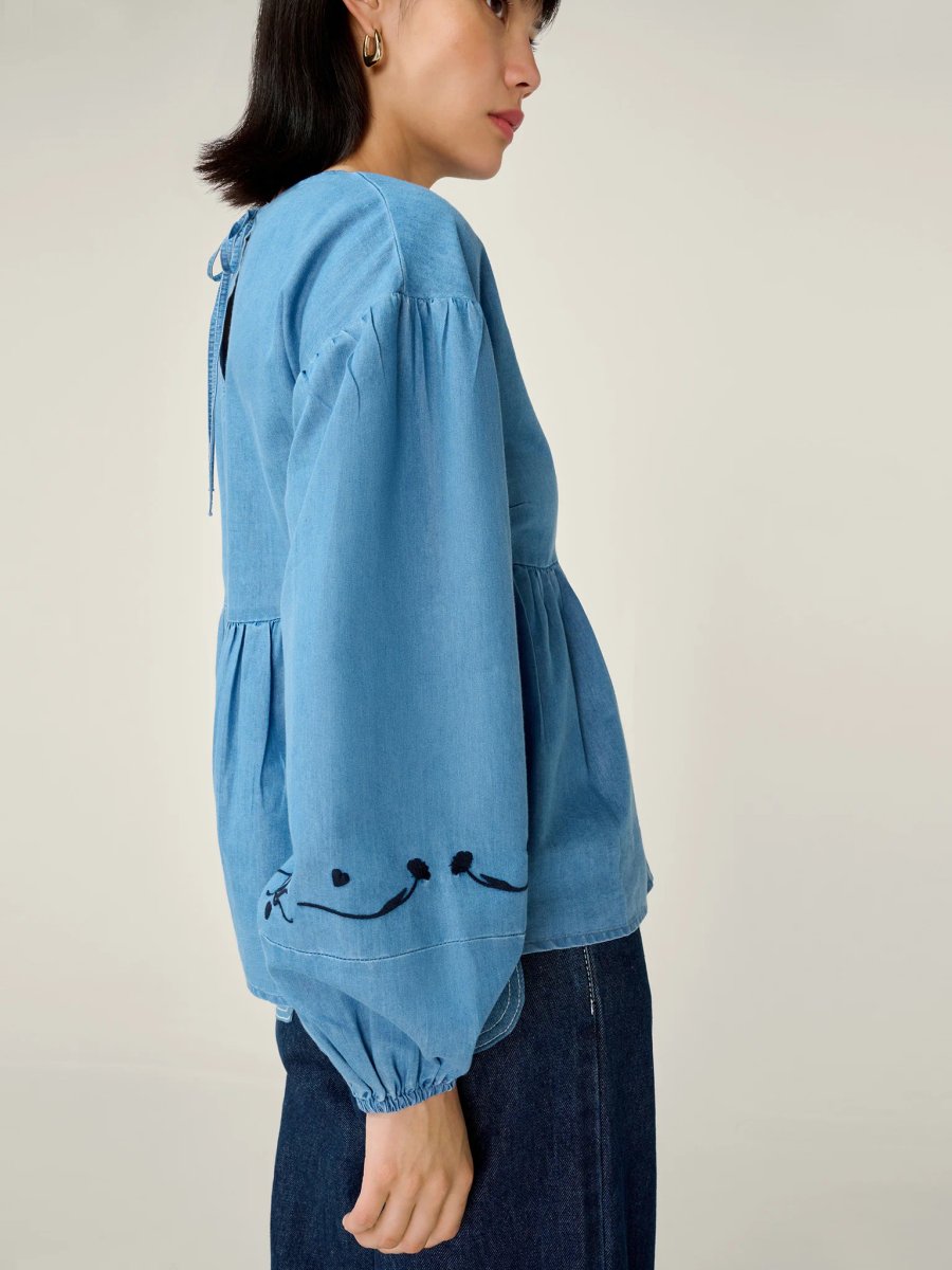 OMNES Elma Blouse in Chambray - 4