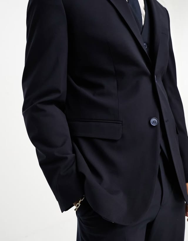 ASOS Selected slim fit suit jacket in navy - 2