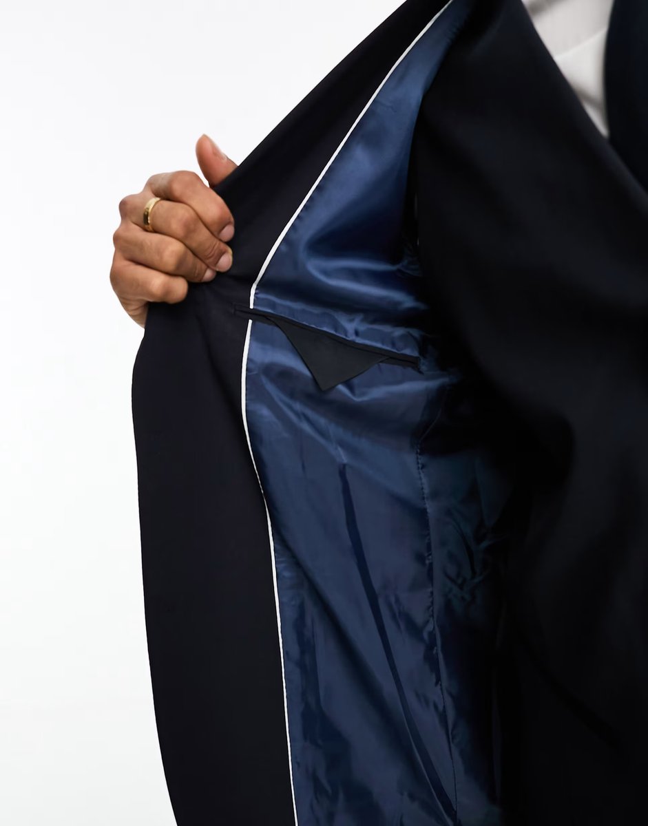 ASOS Selected slim fit suit jacket in navy - 3