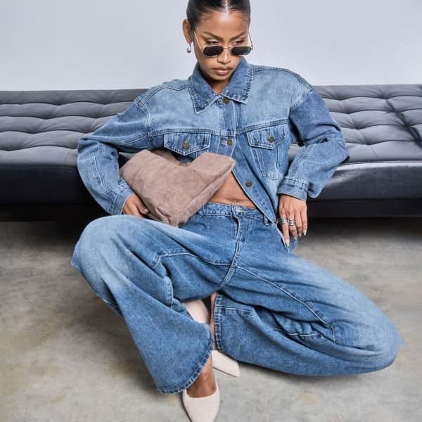 EGO EGO Mid-Waist Straight Leg Jeans in Mid Blue