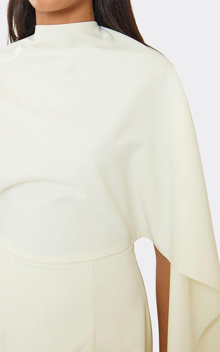 EGO Cape Open Back Playsuit In Cream Woven, Women's Size UK 6 - 2