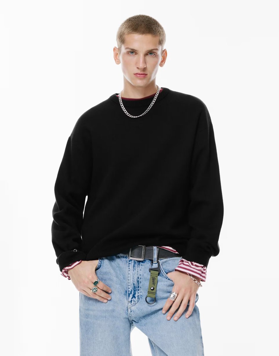 ASOS Pull&Bear Soft knit jumper in black - 1