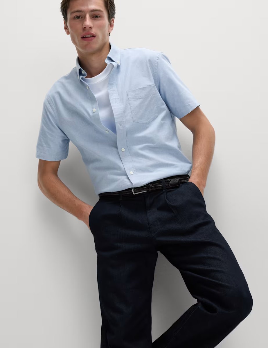 Marks & Spencer M&S Ultimate Pure Cotton Oxford Shirt Chambray - 2