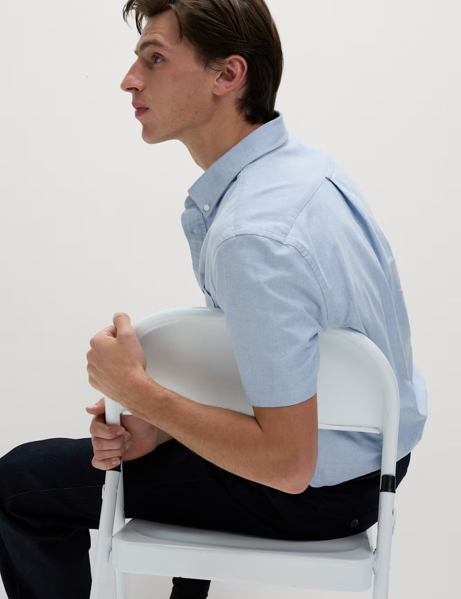 Marks & Spencer M&S Ultimate Pure Cotton Oxford Shirt Chambray - 3