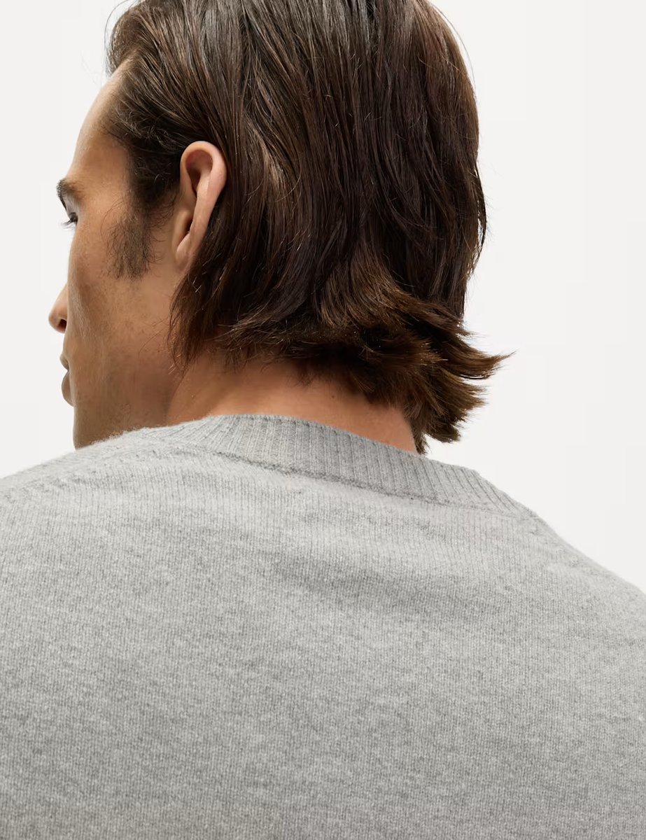 Marks & Spencer M&S Pure Lambswool V-Neck Jumper Mid Grey - 4