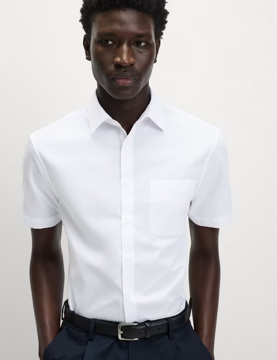 Marks & Spencer M&S 5 Pack Slim Fit Easy Iron Short Sleeve Shirts White - 3