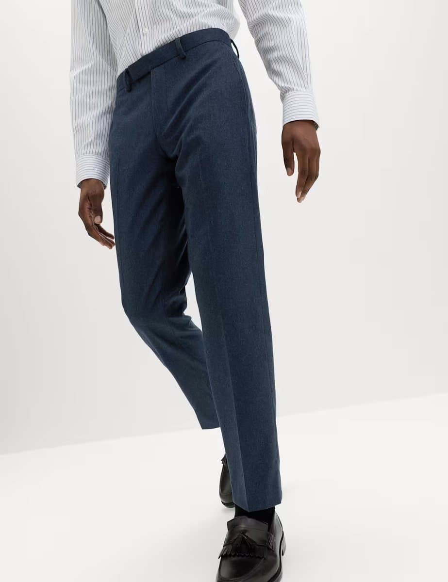 Marks & Spencer M&S Tailored Fit Italian Wool Rich Suit Trousers Navy